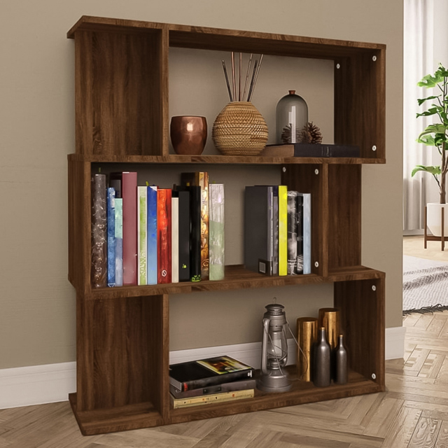 vidaXL 3 Shelf Brown Oak Bookcase - Size: 96 x 80 x 24cm - Wilko - image 1