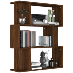 vidaXL 3 Shelf Brown Oak Bookcase - Size: 96 x 80 x 24cm - Wilko - thumbnail 5