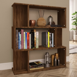 vidaXL 3 Shelf Brown Oak Bookcase - Size: 96 x 80 x 24cm - Wilko - thumbnail 1