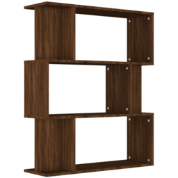 vidaXL 3 Shelf Brown Oak Bookcase - Size: 96 x 80 x 24cm - Wilko - thumbnail 3
