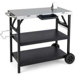Costway 3 Tier Black Foldable Stainless Outdoor Cart with Wheels - Size: 99 x 50 x 29cm - Wilko - thumbnail 3