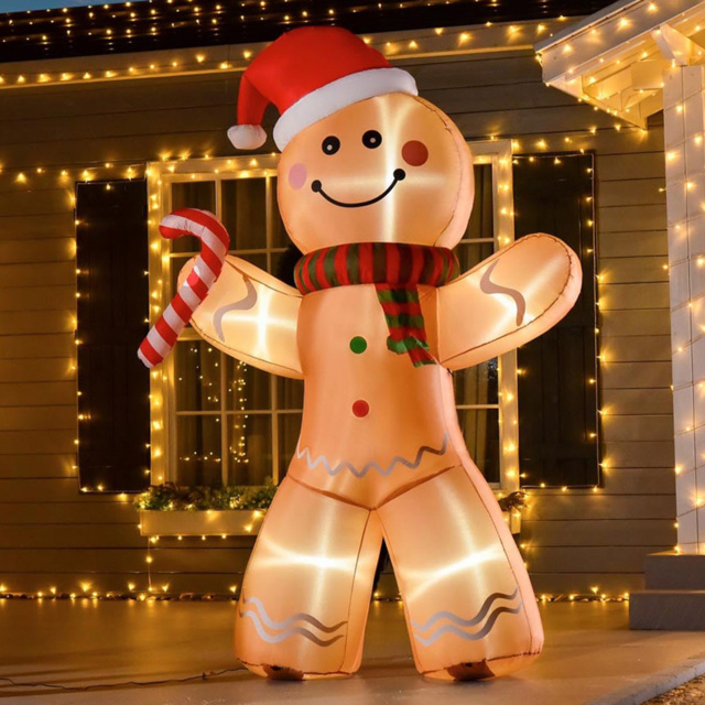 Everglow LED Inflatable Gingerbread Man Decoration 7.8ft - Brown - Wilko - image 1