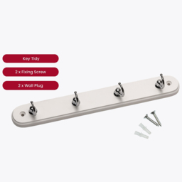 Headbourne Keytidy White and Chrome 4 Hook Key Tidy Rail - Wilko - thumbnail 4