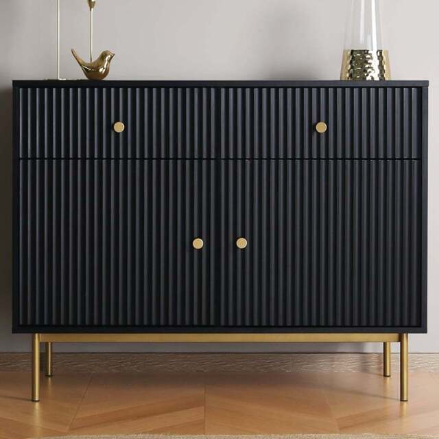 Devon 2 Door 2 Drawer Black Cabinet - Home Garden Direct - Wilko - image 1