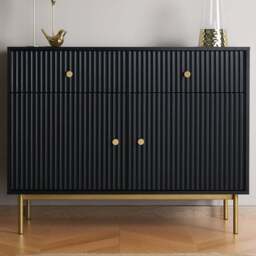 Devon 2 Door 2 Drawer Black Cabinet - Home Garden Direct - Wilko - thumbnail 1
