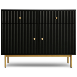 Devon 2 Door 2 Drawer Black Cabinet - Home Garden Direct - Wilko - thumbnail 3