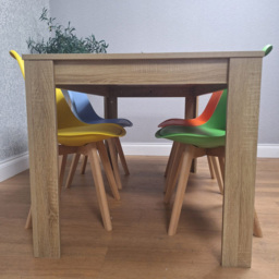 Kosy Koala 4 Seater Plastic and Faux Leather Dining Set Oak Effect and Multicolour - Portland - Wilko - thumbnail 5