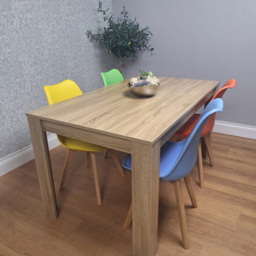 Kosy Koala 4 Seater Plastic and Faux Leather Dining Set Oak Effect and Multicolour - Portland - Wilko - thumbnail 6