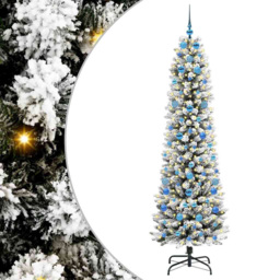 vidaXL Pre-Lit Warm White LED and Blue Baubles White Artificial Christmas Tree with Stand 6.8ft - Wilko - thumbnail 3