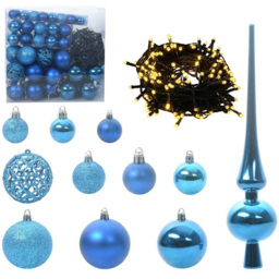 vidaXL Pre-Lit Warm White LED and Blue Baubles White Artificial Christmas Tree with Stand 6.8ft - Wilko - thumbnail 6