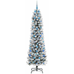 vidaXL Pre-Lit Warm White LED and Blue Baubles White Artificial Christmas Tree with Stand 6.8ft - Wilko - thumbnail 5