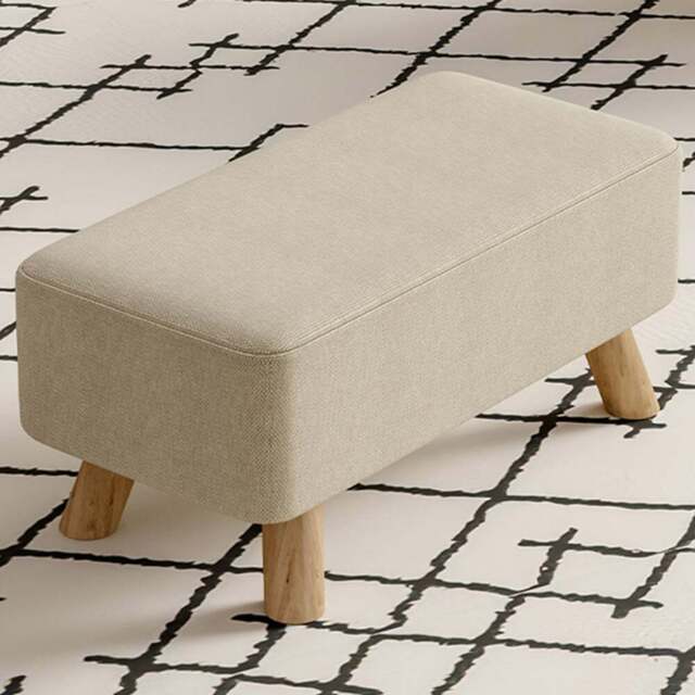 Living and Home Beige Tofu Shaped Footstool - Size: 25.7 x 57 x 28cm - White - Wilko - image 1