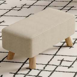 Living and Home Beige Tofu Shaped Footstool - Size: 25.7 x 57 x 28cm - White - Wilko