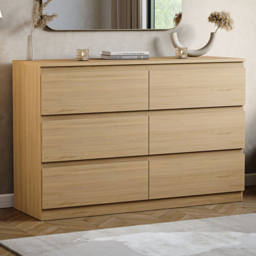Vida Designs Denver 6 Drawer Pine Chest of Drawers - Brown - Wilko