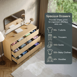 Vida Designs Denver 6 Drawer Pine Chest of Drawers - Brown - Wilko - thumbnail 7