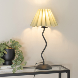 ValueLights Wiggle Sage Green Scallop Shade Black Metal Stem LED Table Lamp - Wilko - thumbnail 3
