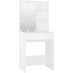 vidaXL White Wooden Dressing Table and Stool Set with LED Mirror - Size: 140 x 60 x 40cm - Wilko - thumbnail 4