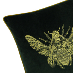 Paoletti Cerana Emerald Embroidered Velvet Cushion - Size: 50 x 50cm - Green - Wilko - thumbnail 3