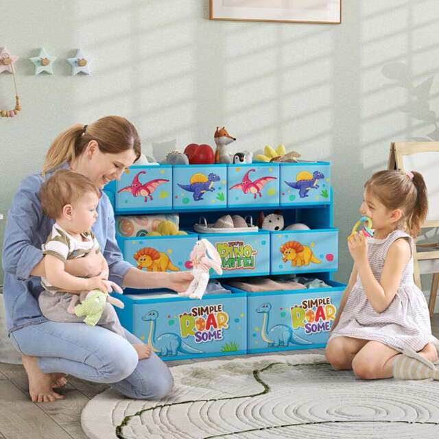 AIYAPLAY 3 Tier Blue Toy Organiser Shelf - Size: 70 x 30 x 93cm - Wilko - image 1