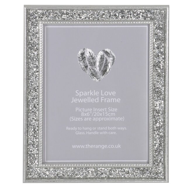 Niamh Sparkle Love Jewelled Photo Frame 8 x 6 inch - Size: A5 - Silver - The Port. Co Gallery - Wilko - image 1