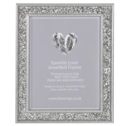 Niamh Sparkle Love Jewelled Photo Frame 8 x 6 inch - Size: A5 - Silver - The Port. Co Gallery - Wilko