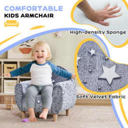 AIYAPLAY Grey Glow in the Dark Kids Armchair - Size: 55 x 40 x 55cm - Wilko - thumbnail 6