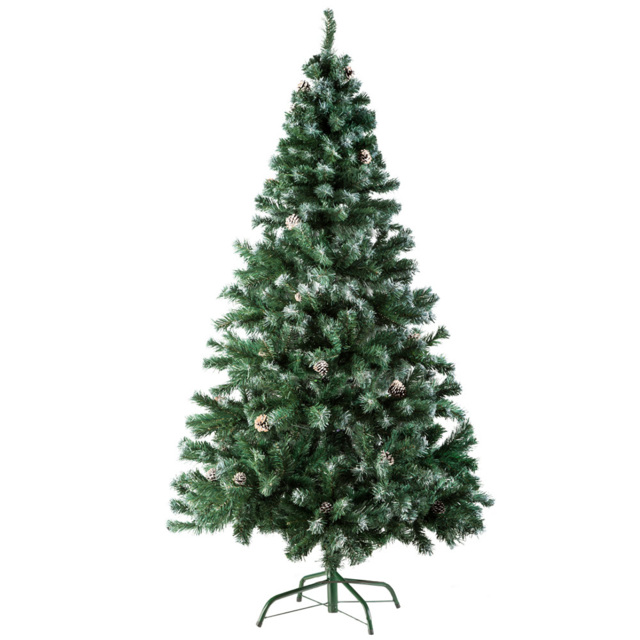 tectake Frosted Tips Artificial Christmas Tree with Pine Cones and Stand 6ft - green - Wilko - image 1