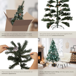 tectake Frosted Tips Artificial Christmas Tree with Pine Cones and Stand 6ft - green - Wilko - thumbnail 5
