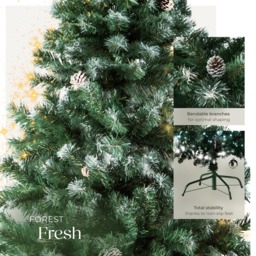 tectake Frosted Tips Artificial Christmas Tree with Pine Cones and Stand 6ft - green - Wilko - thumbnail 4