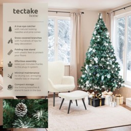 tectake Frosted Tips Artificial Christmas Tree with Pine Cones and Stand 6ft - green - Wilko - thumbnail 3
