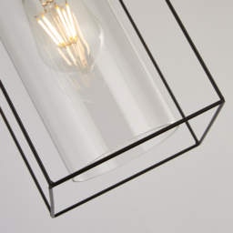 Lighting Collection Black Frame Clear Inner Glass Single Pendant Light - Size: 132 x 15 x 15cm - Wilko - thumbnail 5