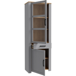 Florence Bohol 2 Door Single Drawer Grey Riviera Oak Narrow Cabinet - Size: 42 x 71 x 205cm - Wilko - thumbnail 5