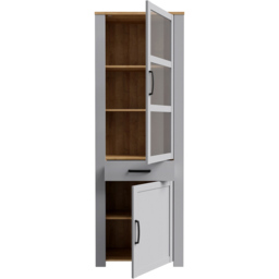 Florence Bohol 2 Door Single Drawer Grey Riviera Oak Narrow Cabinet - Size: 42 x 71 x 205cm - Wilko - thumbnail 6
