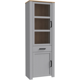 Florence Bohol 2 Door Single Drawer Grey Riviera Oak Narrow Cabinet - Size: 42 x 71 x 205cm - Wilko - thumbnail 3