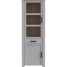 Florence Bohol 2 Door Single Drawer Grey Riviera Oak Narrow Cabinet - Size: 42 x 71 x 205cm - Wilko - thumbnail 4
