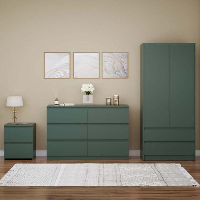 VIDA DESIGNS Denver Green 3 Piece Bedroom Furniture Set - Wilko - image 1