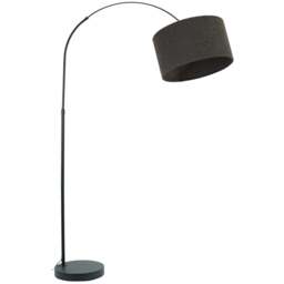 ValueLights Louis Charcoal Boucle Drum Shade Black Curved LED Floor Lamp - Size: 180 x 45 x 105cm - Wilko - thumbnail 1