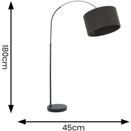 ValueLights Louis Charcoal Boucle Drum Shade Black Curved LED Floor Lamp - Size: 180 x 45 x 105cm - Wilko - thumbnail 5