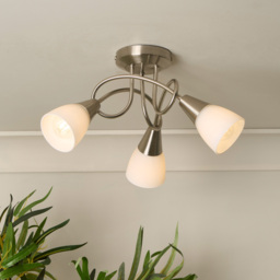 Lighting Collection Bradford 3 Light Brushed Silver LED Ceiling Fitting - Size: 19.5 x 36 x 36cm - Wilko - thumbnail 3