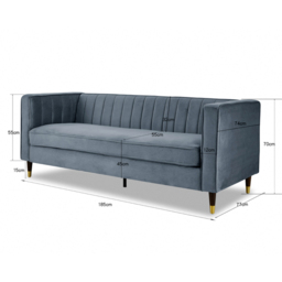 Home Detail Thomas 3 Seater Grey Velvet Sofa - Wilko - thumbnail 7