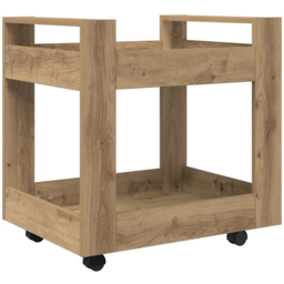 vidaXL 2 Shelf Artisan Oak Wooden Desk Trolley - Size: 60 x 60 x 45cm - Brown - Wilko - thumbnail 3