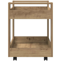 vidaXL 2 Shelf Artisan Oak Wooden Desk Trolley - Size: 60 x 60 x 45cm - Brown - Wilko - thumbnail 7