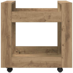 vidaXL 2 Shelf Artisan Oak Wooden Desk Trolley - Size: 60 x 60 x 45cm - Brown - Wilko - thumbnail 6