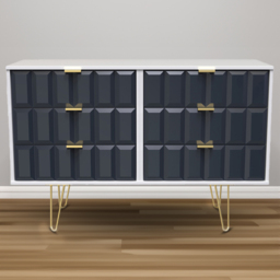 Crowndale Cube 6 Drawer Matt Indigo and White Chest of Drawers Ready Assembled - Blue - Wilko - thumbnail 1