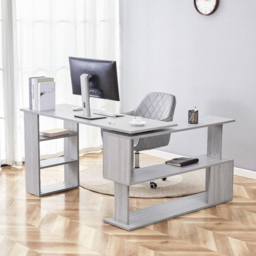 Kosy Koala Grey Wooden L Shaped Office Desk with Velvet Upholstered Chair - Wilko - thumbnail 3