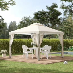 Outsunny 3 x 3m 2-Tier White Gazebo Tent with Curtains - Wilko - thumbnail 5
