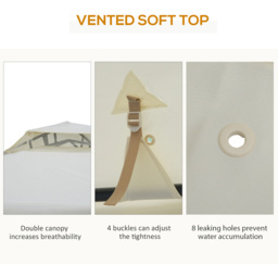 Outsunny 3 x 3m 2-Tier White Gazebo Tent with Curtains - Wilko - thumbnail 7