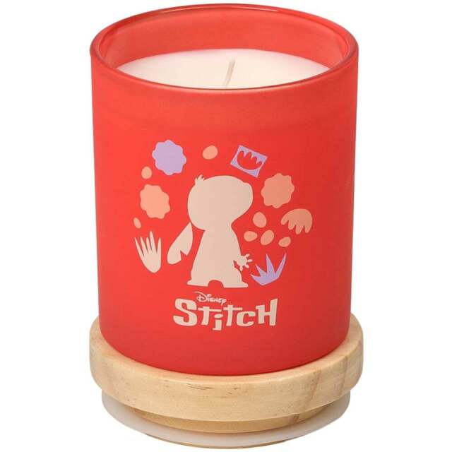 Disney Stitch Plumeria and Lychee Scented Candle 195g - Size: 12.3 x 9.2 x 9.1cm - Peach - Wilko - image 1