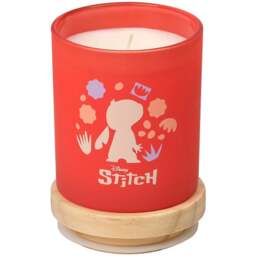 Disney Stitch Plumeria and Lychee Scented Candle 195g - Size: 12.3 x 9.2 x 9.1cm - Peach - Wilko - thumbnail 1