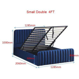 Portland Wave Small Double Blue Velvet Ottoman Bed with Mattress - Wilko - thumbnail 7